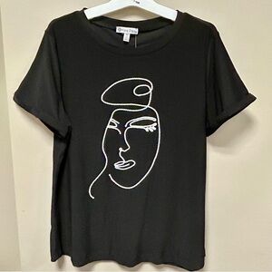 Black Graphic Face T-Shirt Kate Park Sz M NWT
